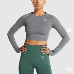 Gymshark Vital Seamless 2.0 Long Sleeve Crop Top in Smokey Grey marl